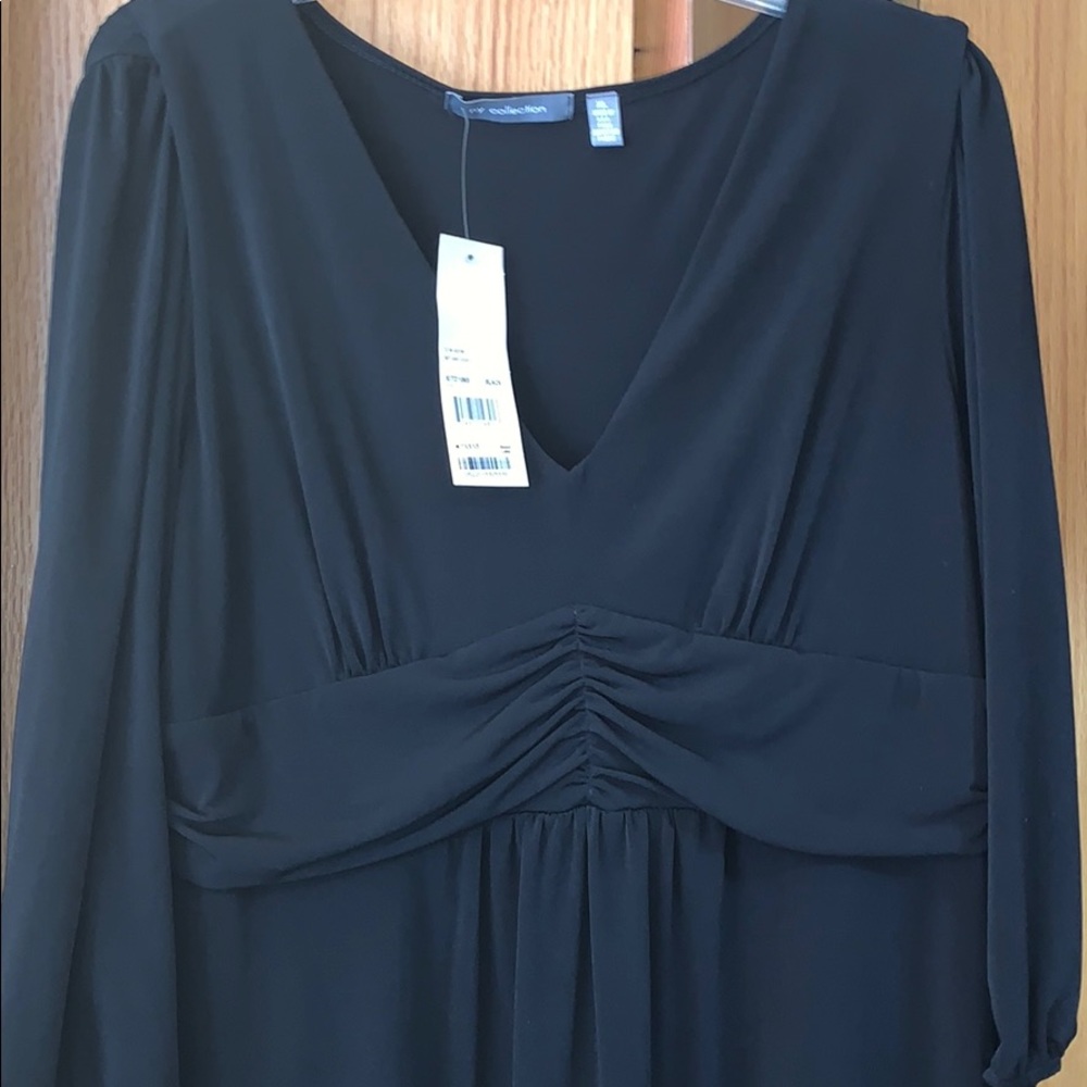 New ruched gathered empire waist black dress
